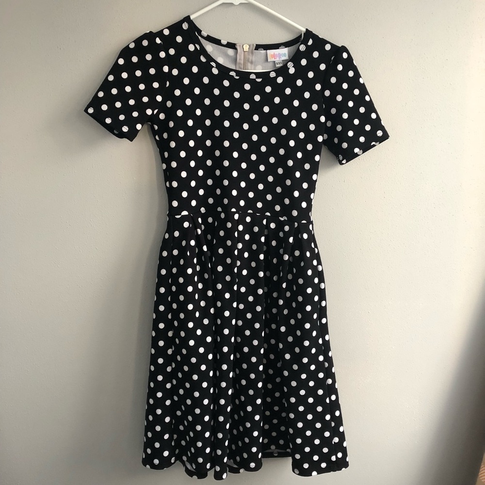 Lularoe Black and White Polka Dot Amelia Dress